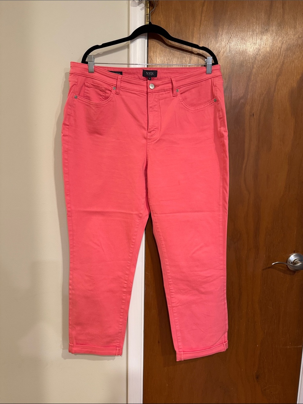 NYDJ Coral Pink Cropped Straight-Leg Jeans